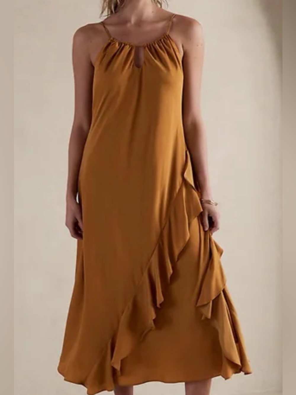 Banana Republic Factory Golden Grass Ruffle-Detail Maxi Dress